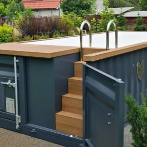 Piscine conteneur de 6.2 mx 2.5 m avec pompe à chaleur, forfait Premium-Neuf